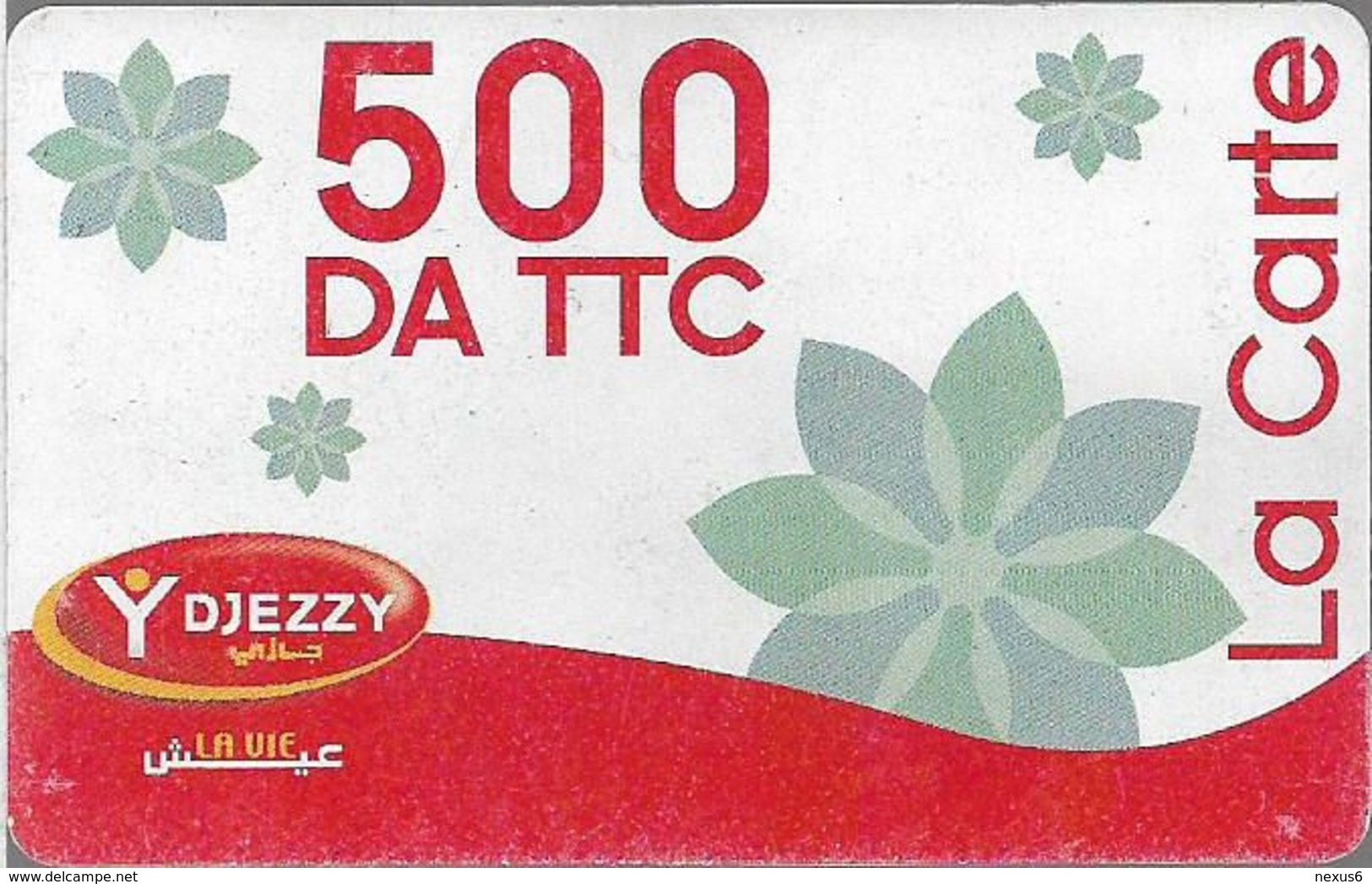 Algeria - Djezzy- La Carte Red White (Type 1), GSM Refill 500DA, Used - Algérie