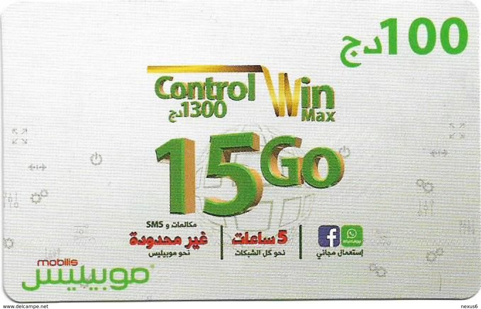 Algeria - Mobilis - Control Win Max 15 Go, Exp.06.02.2019, GSM Refill 100DA, Used - Algeria