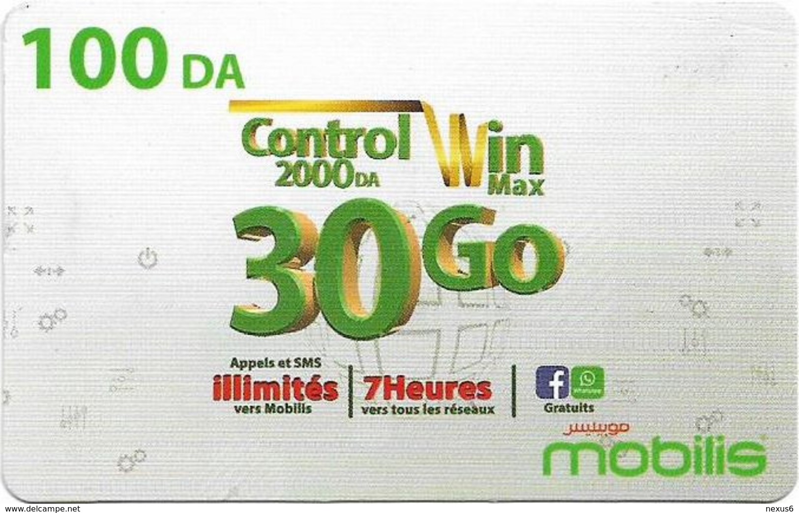 Algeria - Mobilis - Control Win Max 30 Go, Exp.06.02.2019, GSM Refill 100DA, Used - Algeria