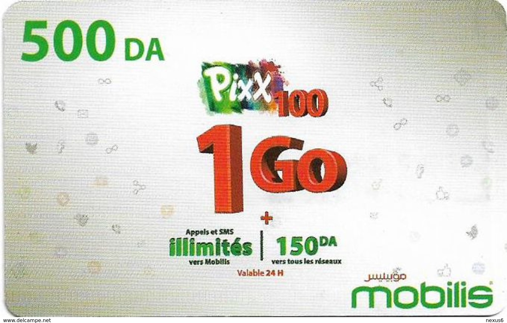 Algeria - Mobilis - Pixx 100 To 1 Go, Exp.06.02.2019, GSM Refill 500DA, Used - Algerien