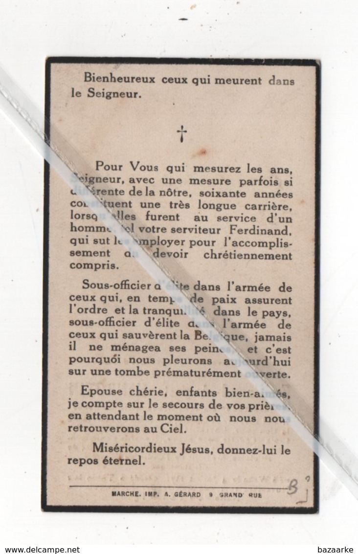 FERDINAND -AUGUSTE HENROTIN ° WAHA ( MARCHE-EN-FAMENNE) 1871 + THUIN 1931/ADJUDANT 1e CLASSE GENDARMERIE - Images Religieuses