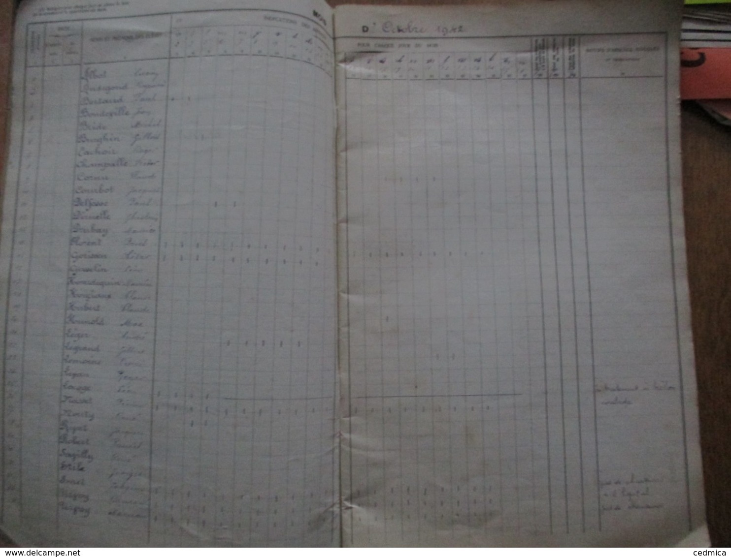 TRITH SAINT LEGER ECOLE PRIMAIRE PUBLIQUE DE GARCONS DIRIGEE PAR M. LAMBIN REGISTRE D'APPEL D'OCTOBRE 1942 A JUIN 1943 - Documents Historiques