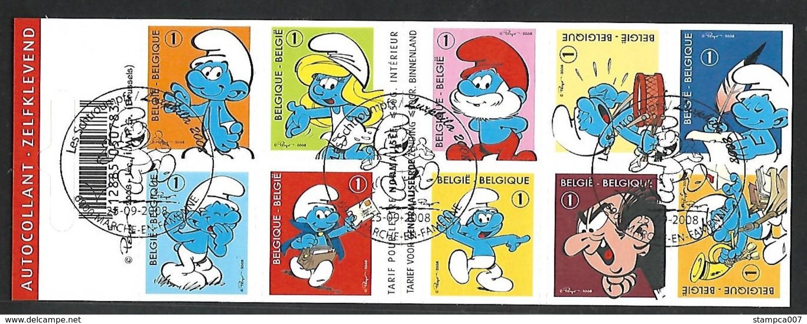 OCB Nr 3814/23 Smurf Schrtroumpf Peyo B95 Carnet 95 - Centrale Stempel - Oblitérés