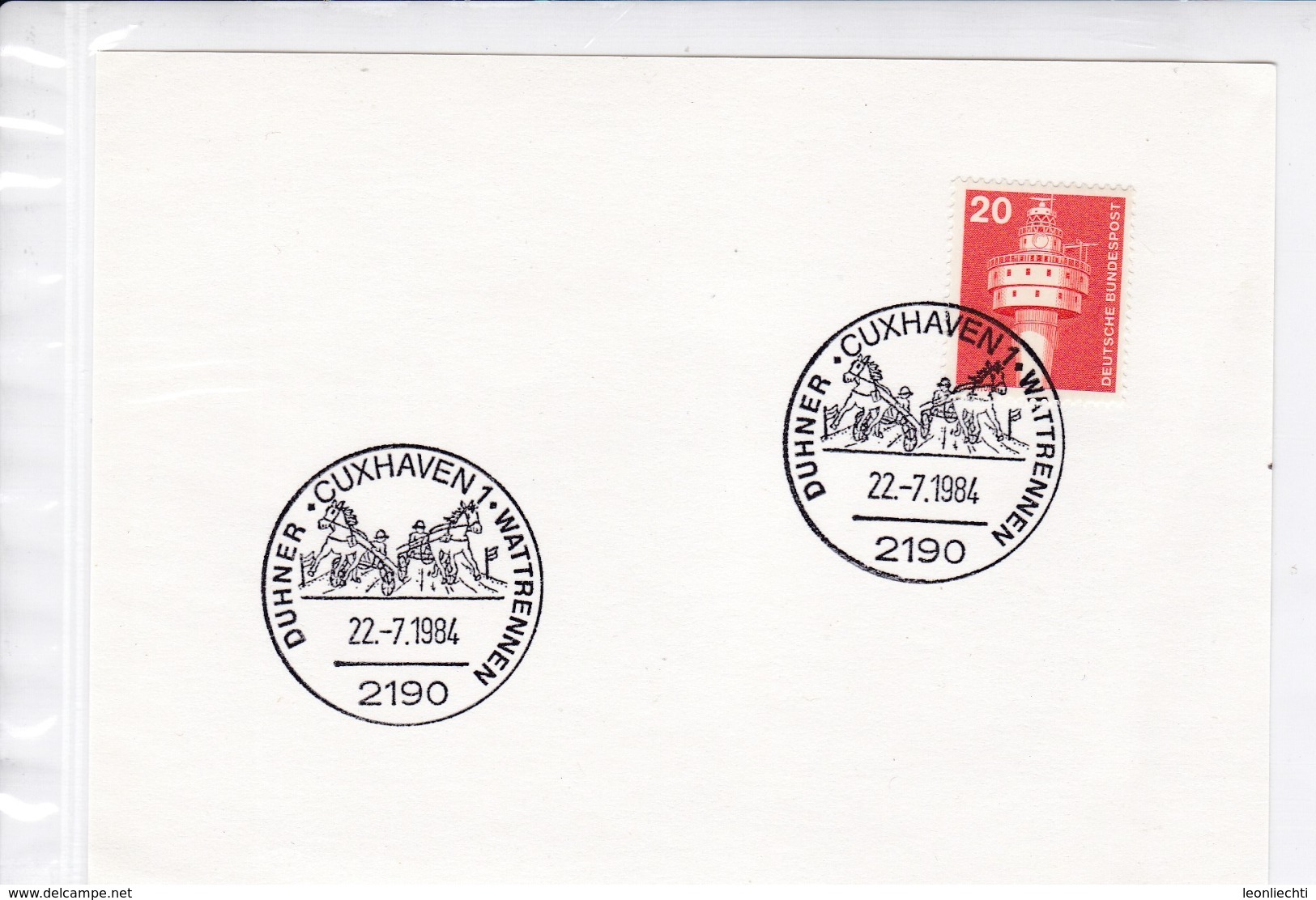 BRD.Mi:848 Sonderstempel: 2190 Cuxhaven 1. Duhner Wattrennen. 22.7.1984 - Franking Machines (EMA)