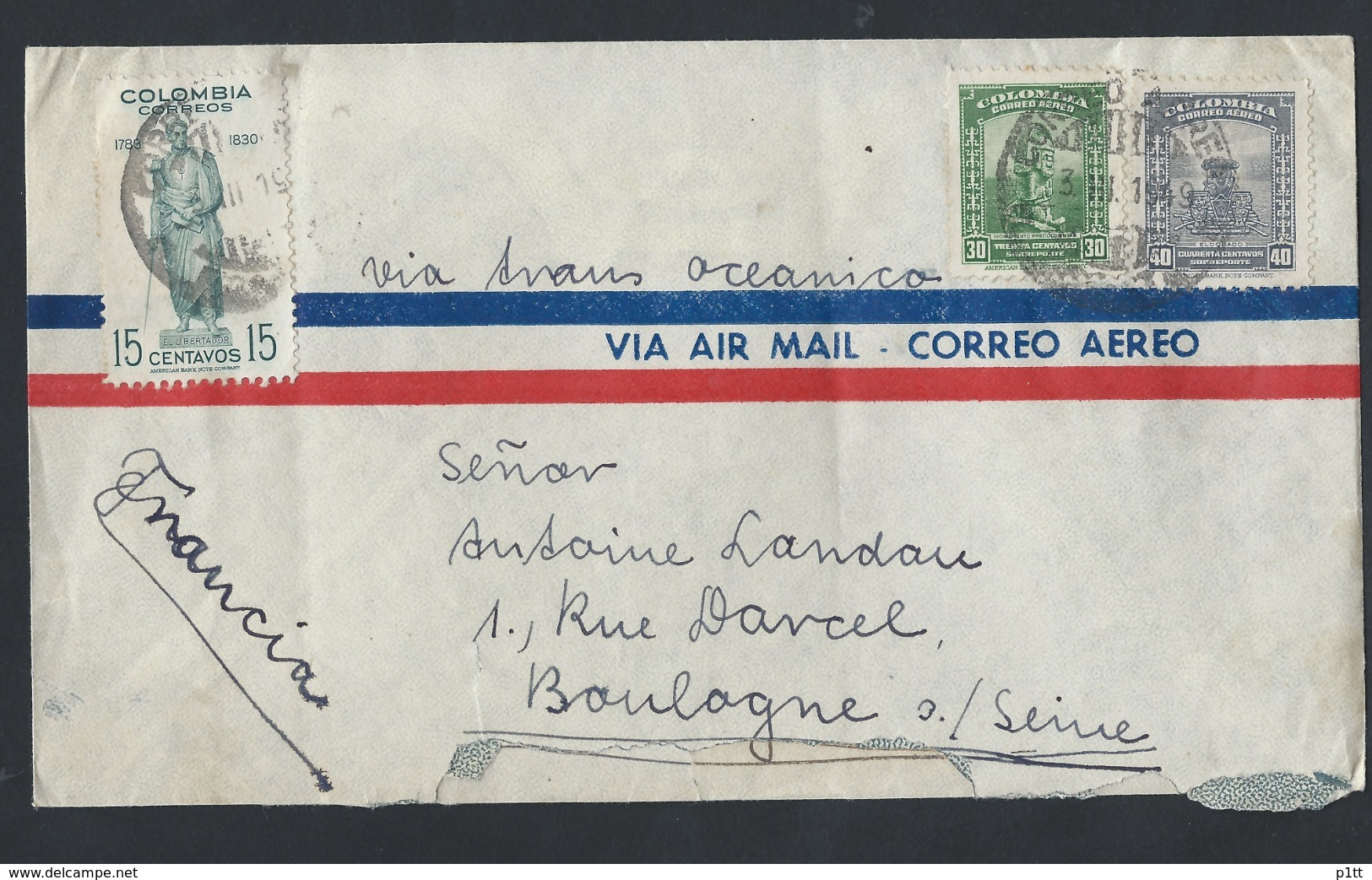 LK1.6 postcards and envelopes, past mail 1875-1949 years. France, Germany, Colombia, USA.