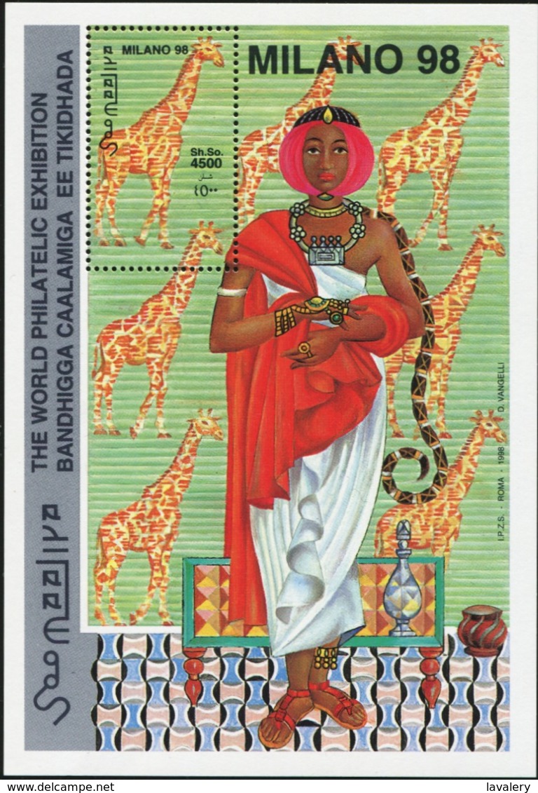 SOMALIA 1998 Milan Milano World Philatelic Exhibition Giraffes Animals Fauna MNH - Giraffes