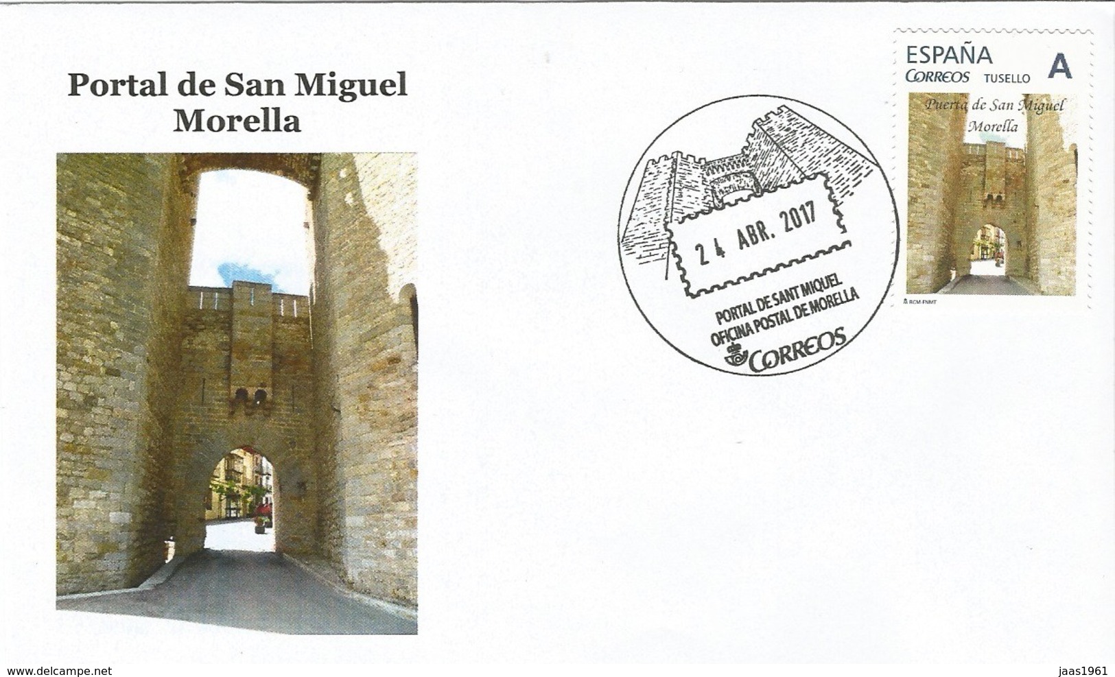 SPAIN. POSTMARK. SAN MIGUEL DOOR. MORELLA. 2017 - Other & Unclassified