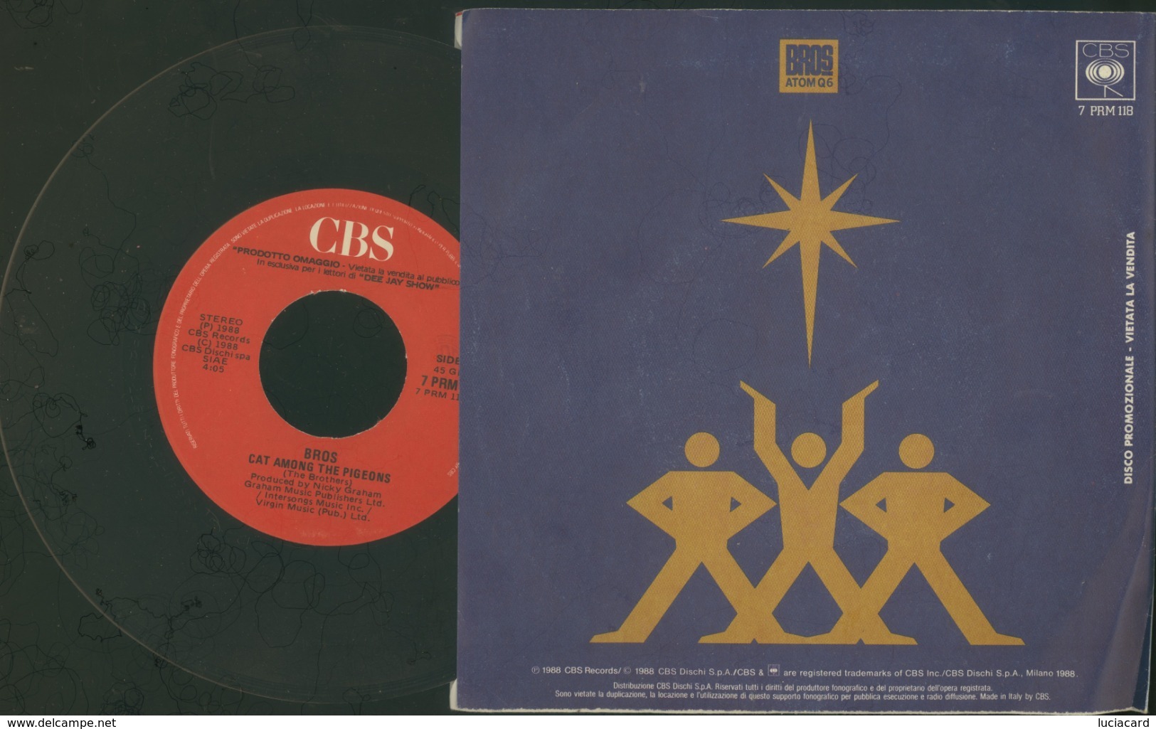 BROS -SILENT NIGHT -CAT AMONG THE PIGEONS -DISCO VINILE 45 GIRI - Dance, Techno & House