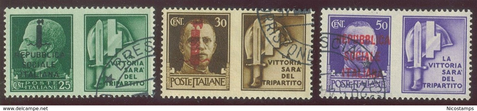 ITALIA REPUBBLICA SOCIALE ITALIANA (R.S.I.) SASS. P.G. 25 - 36 USATI - Propaganda Di Guerra