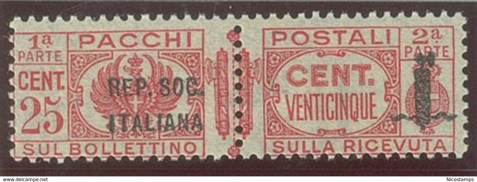 ITALIA REPUBBLICA SOCIALE ITALIANA (R.S.I.) SASS. P.P. 38a  NUOVO - Postal Parcels
