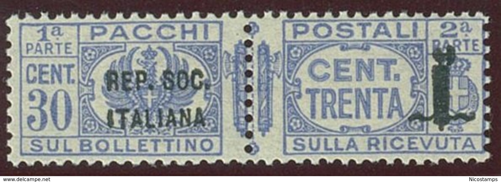 ITALIA REPUBBLICA SOCIALE ITALIANA (R.S.I.) SASS. P.P. 39a  NUOVO - Pacchi Postali