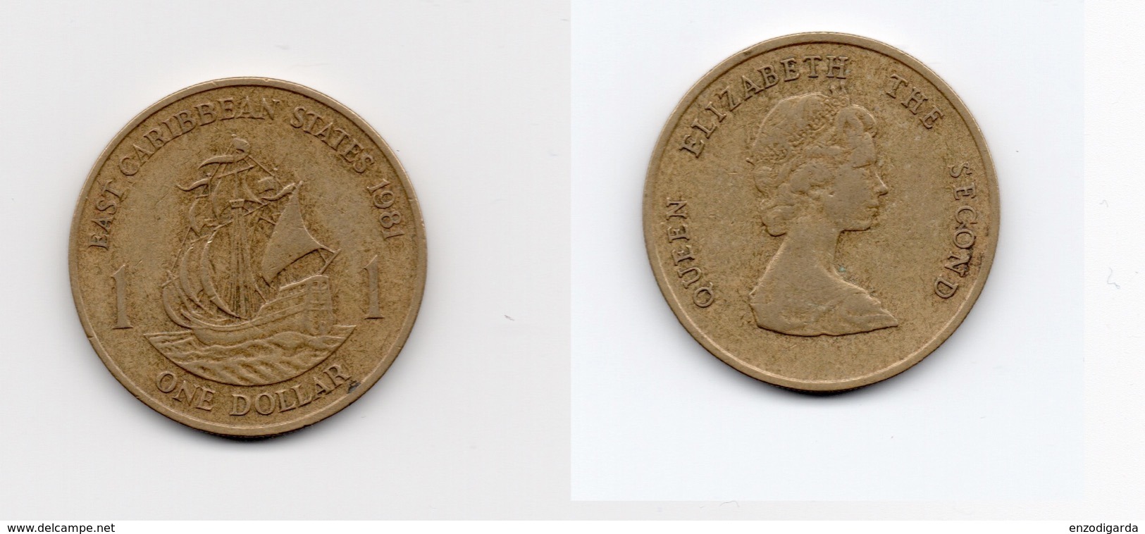 1 Dollar – Caraïbes Orientales – 1981 - Bateau – Elizabeth II – Aluminium Bronze – Etat TB – KM 15 - Ostkaribischer Staaten