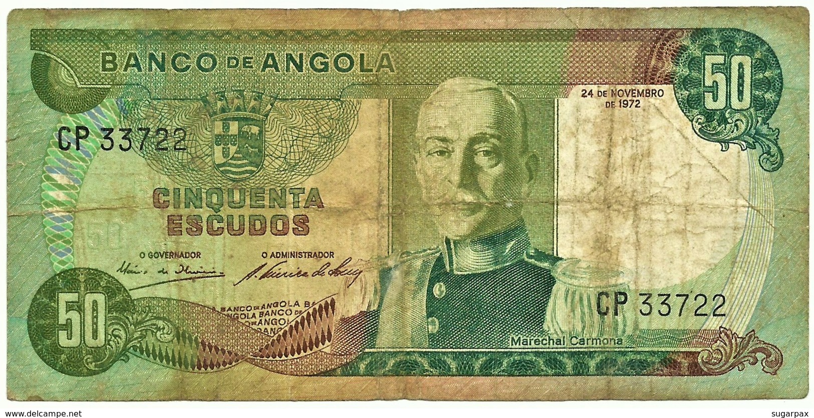 Angola - 50 Escudos - 24.11.1972 - Pick 100 - Série CP - Marechal Carmona - PORTUGAL - Angola