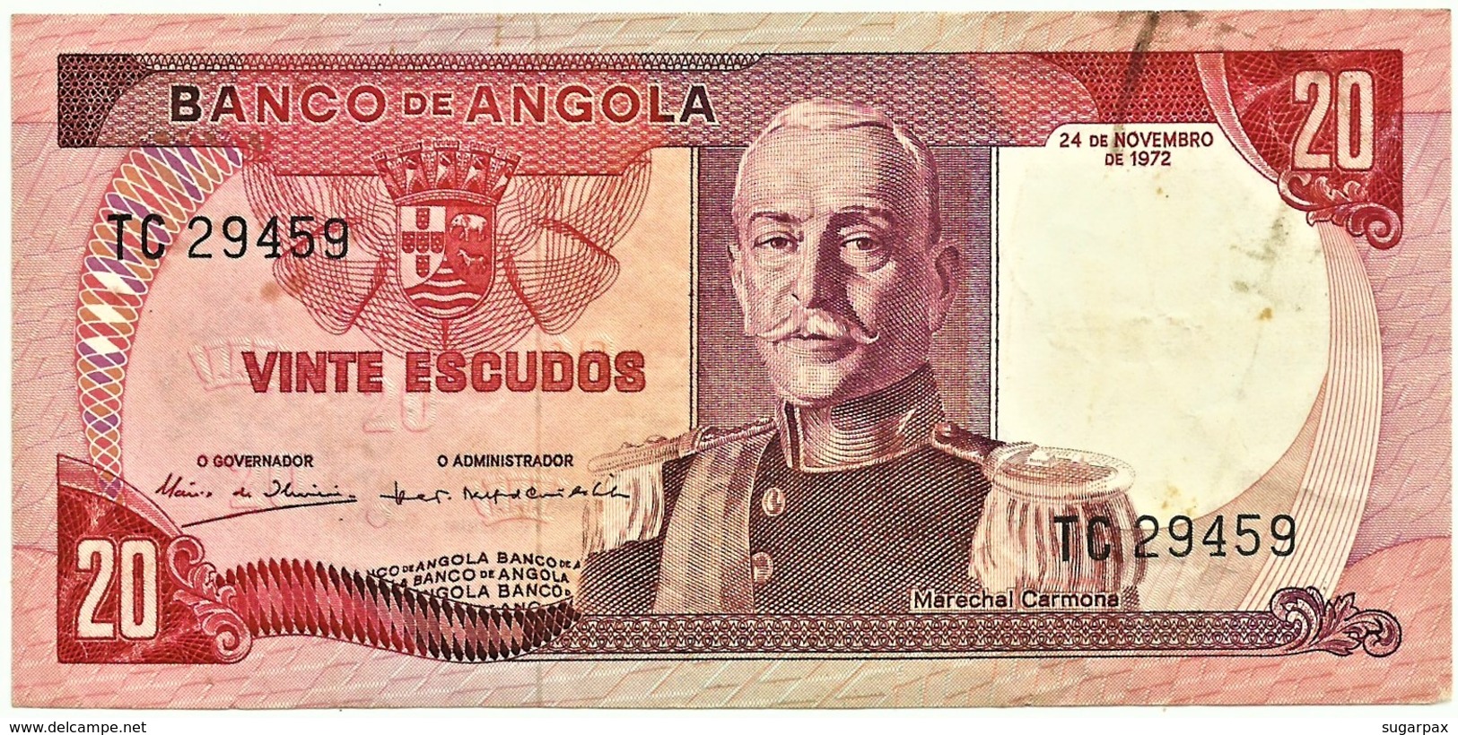 Angola - 20 Escudos - 24.11.1972 - Pick 99 - Série TC - Marechal Carmona - PORTUGAL - Angola