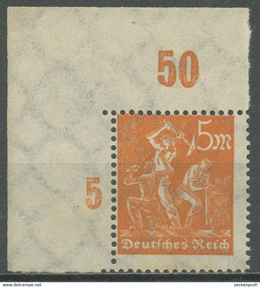 Deutsches Reich 1923 Freimarke Arbeiter Platte Oberrand 238 P OR Ecke Postfrisch - Ungebraucht