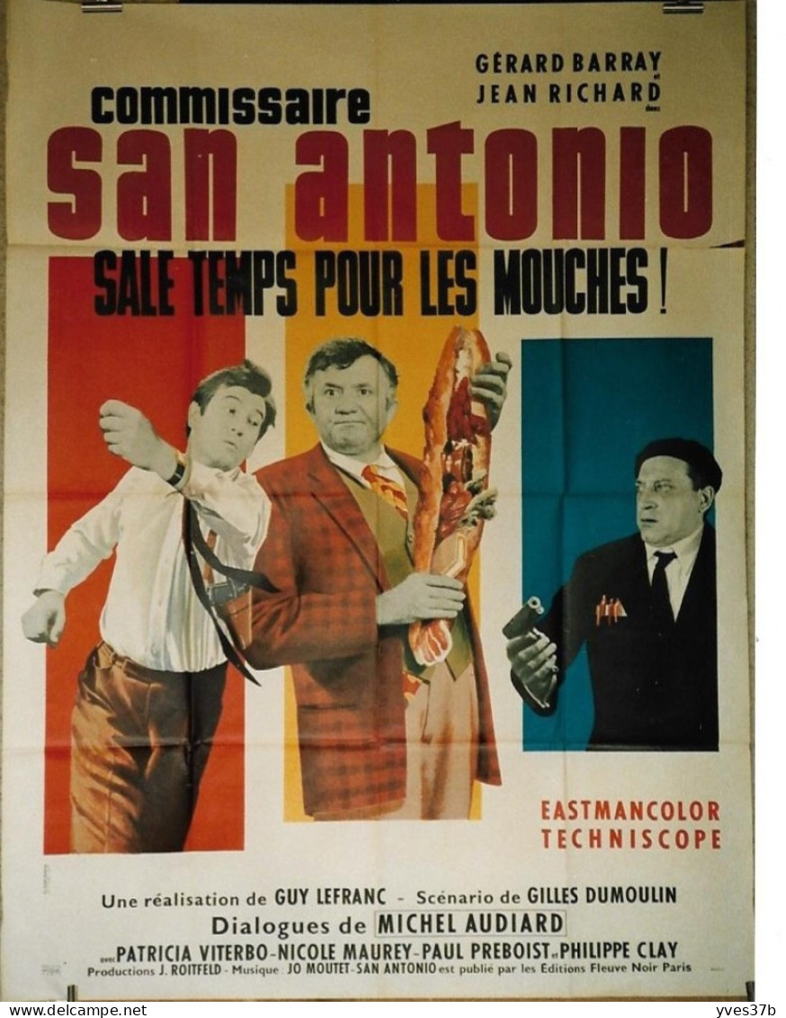 "Sale Temps Pour Les Mouches/San Antonio" J. Richard.1966 - Affiche 120x160 -TTB - Posters