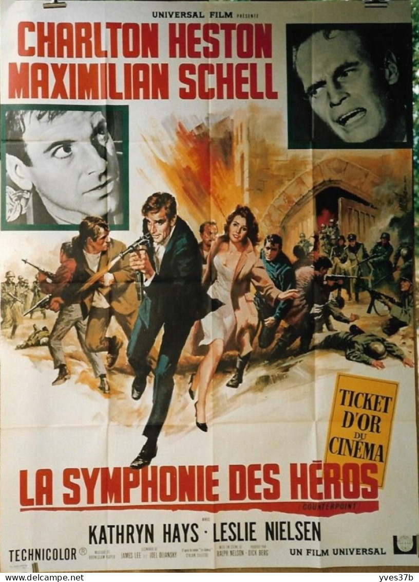 "La Symphonie Des Héros" Charlton Heston, M. Schell.1961 - Affiche 120x160 - TTB - Posters