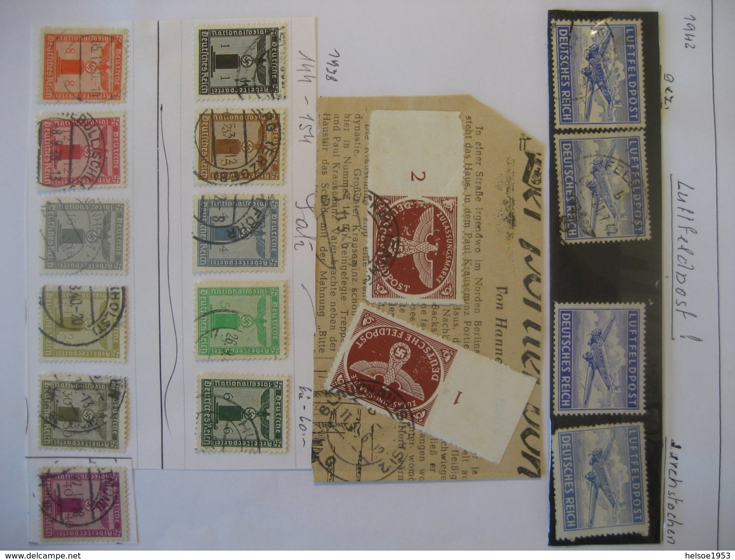 Deutschland/ Deutsches Reich- Luftfeldpost Gezähnt Und Durchstochen, Zulassungsmarke, Dienstmarken Partei Mi. 144-154 - Used Stamps