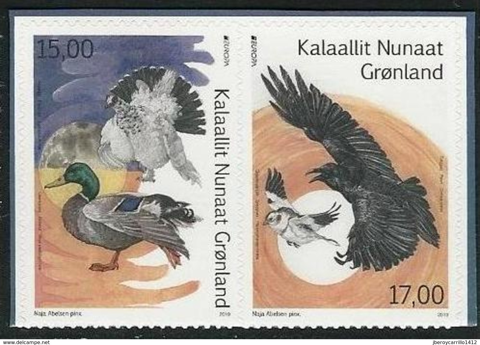 GROENLANDIA /GREENLAND /GRÖNLAND  -EUROPA 2019 -NATIONAL BIRDS.-"AVES -BIRDS -VÖGEL-OISEAUX"- SERIE C Adh. CARNET - 2019