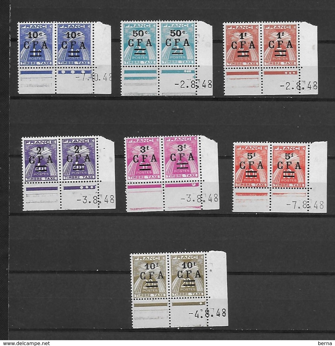 REUNION PAIRE COINS DATES TAXE 36/42 LUXE NEUF SANS CHARNIERE - Timbres-taxe