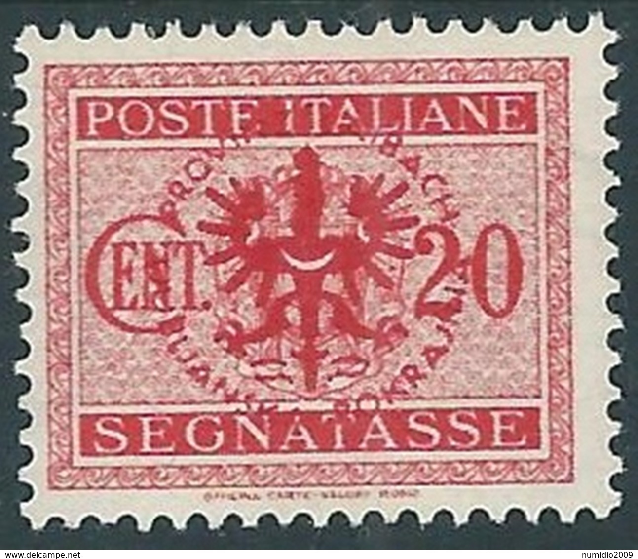 1944 OCCUPAZIONE TEDESCA LUBIANA SEGNATASSE 20 CENT MH * - RB6-3 - Occ. Allemande: Lubiana