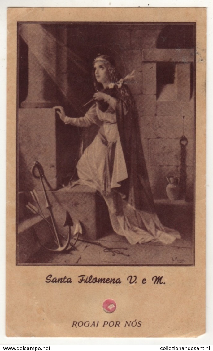 Santino Antico Spagnolo Santa Filomena Vergine E Martire Con Reliquia (?) - Religion & Esotérisme