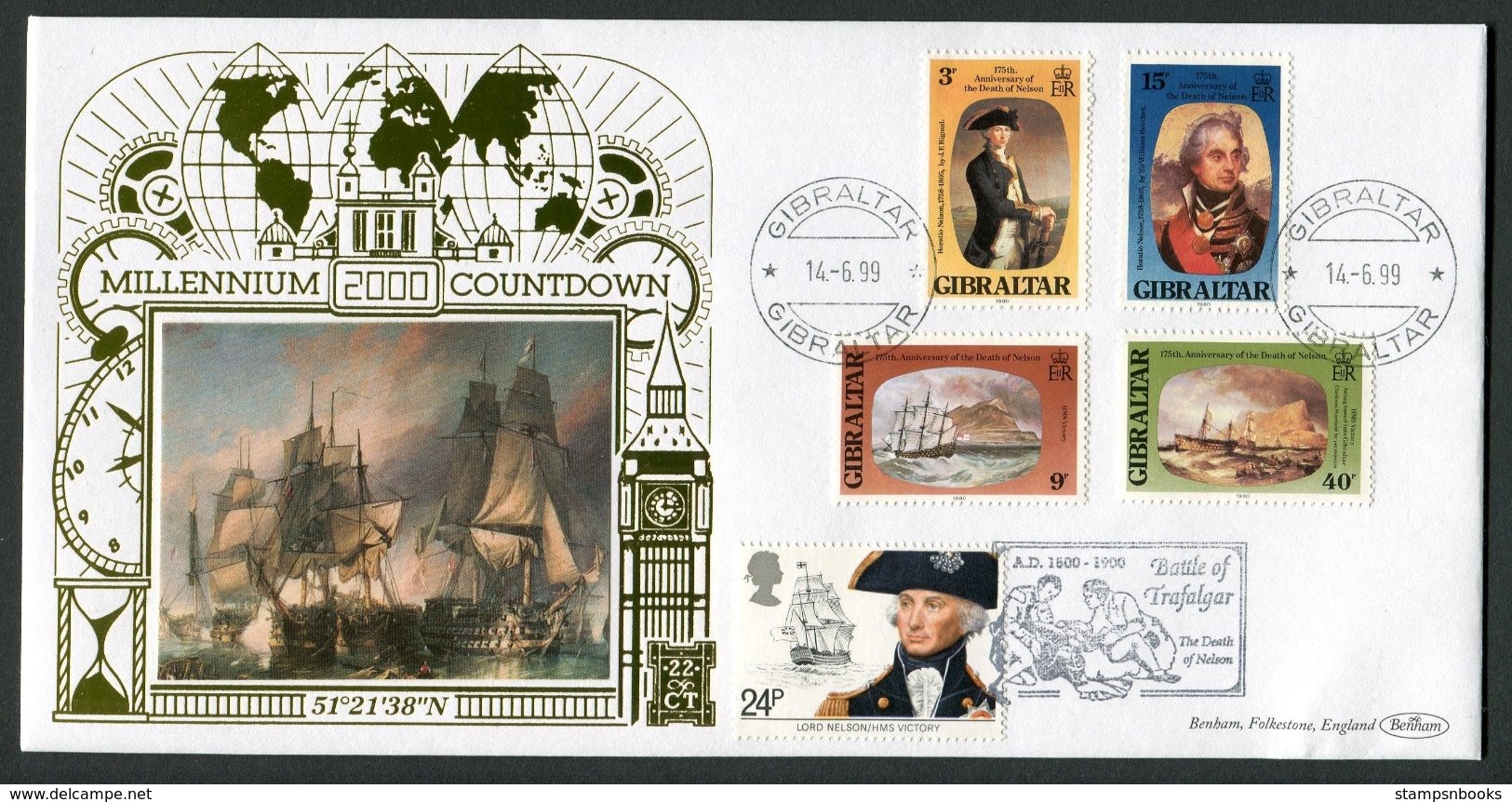 1999 Gibraltar GB Battle Of Trafalgar Millennium Countdown Benham Cover - Gibraltar