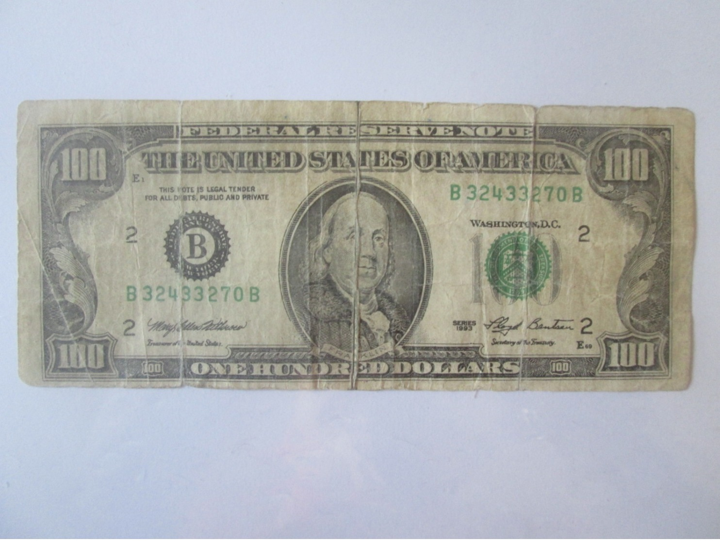 USA 100 Dollars 1993 Fake/faux Banknote/billet For Collection/pour La Collecte-Glued With Tape/ruban Colle - Colecciones Lotes Mixtos