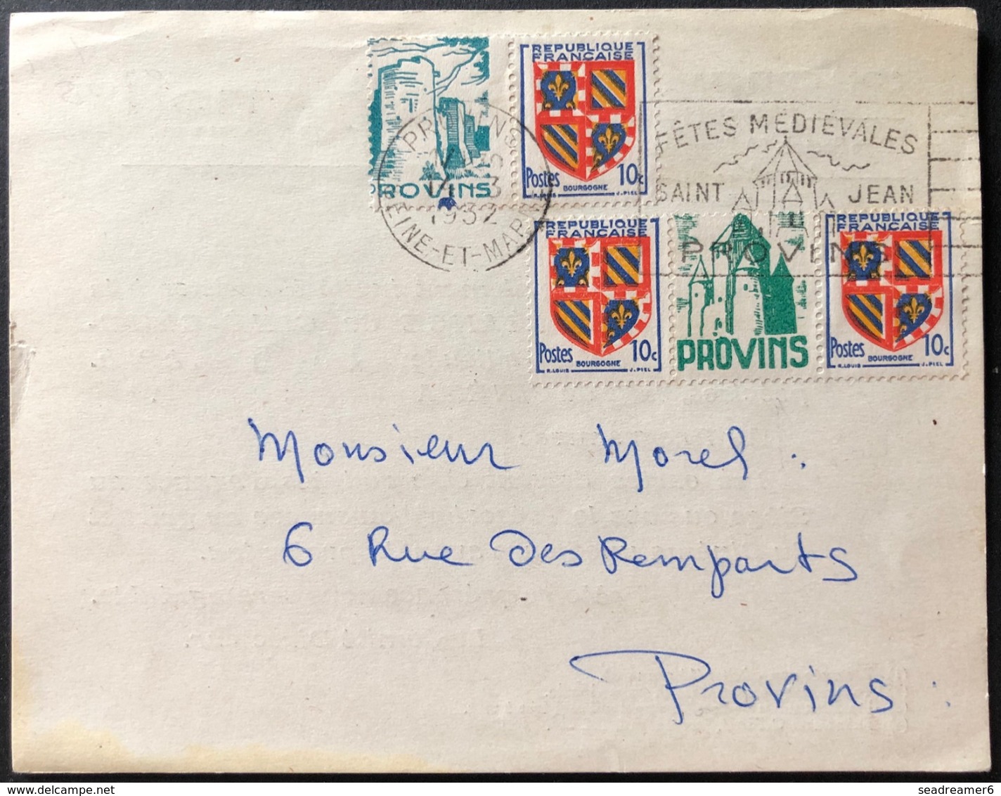 France Carte Lettre Du Cinéma De Provins Avec N°834a 10c Bourgogne Avec Bdfeuille Pub Provins 2 Types TTB Et RR - Covers & Documents