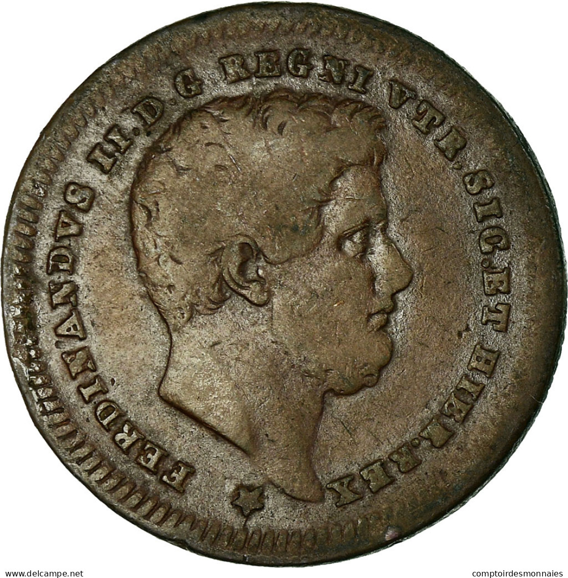 Monnaie, États Italiens, NAPLES, Ferdinando II, 2 Tornesi, 1843, TB+, Cuivre - Naples & Sicile