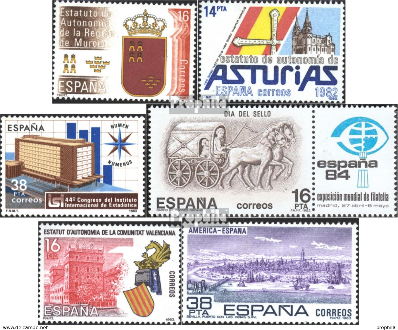 Spanien 2601,2602,2603,2604Zf, 2605,2606 (kompl.Ausg.) Postfrisch 1983 Murcia, Asturien, Statistik U.a. - Ungebraucht