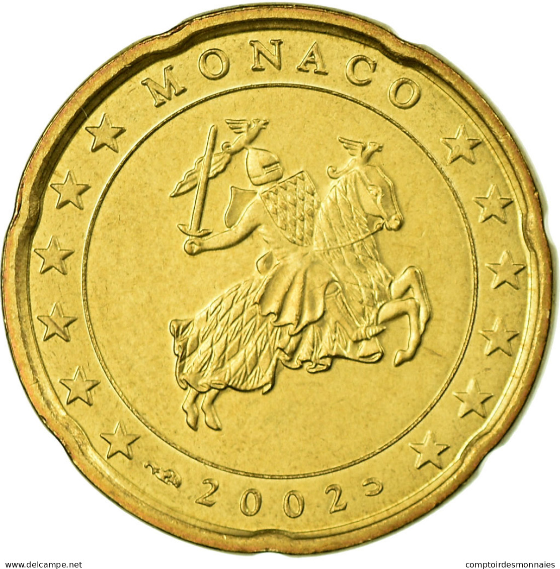 Monaco, 20 Euro Cent, 2002, SUP, Laiton, KM:171 - Monaco