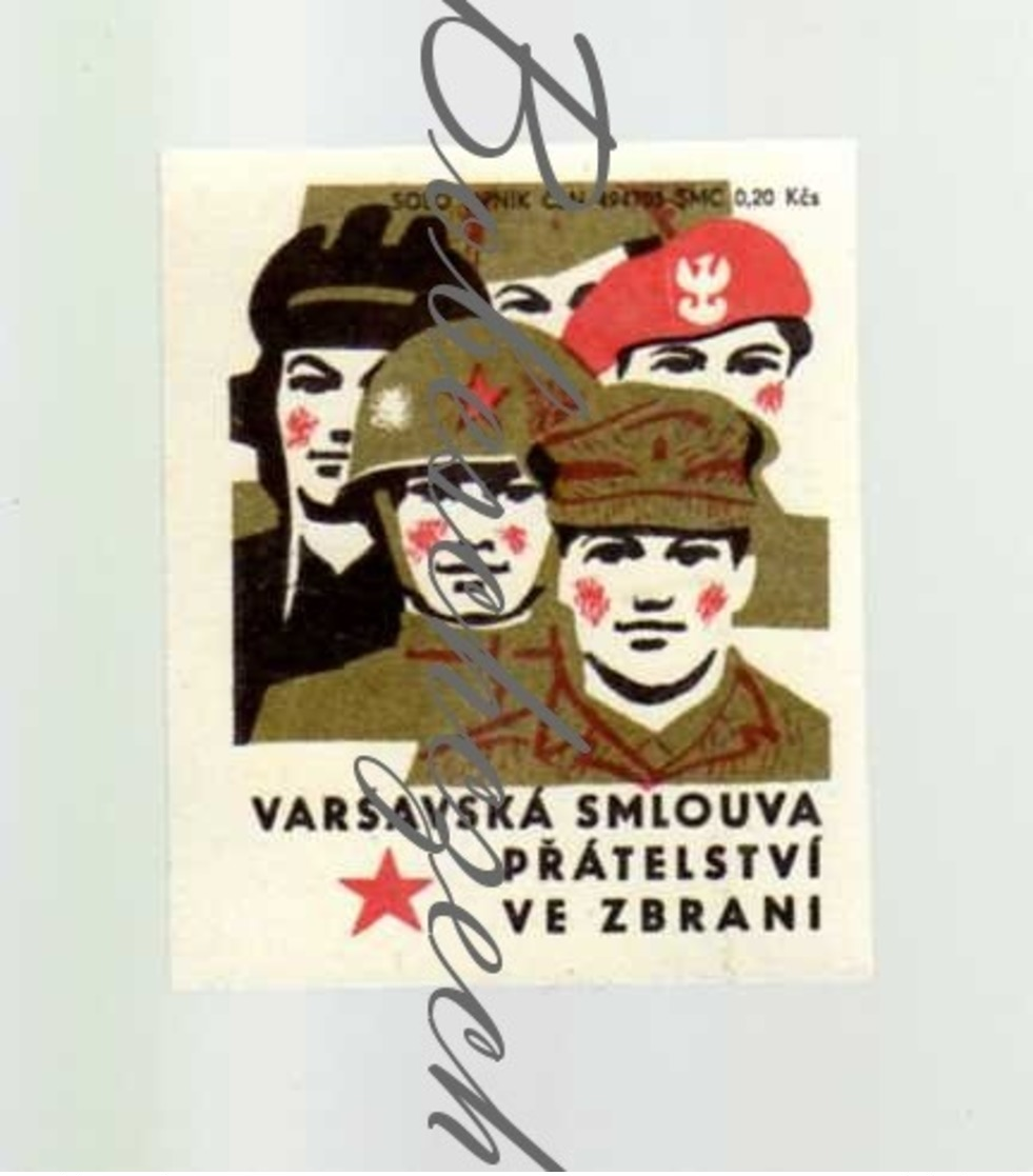 L3-30 CZECHOSLOVAKIA 1972 Propaganda Warsaw Pact Military Alliance Friendship In Arms Soldiers Of Various Countries - Matchbox Labels