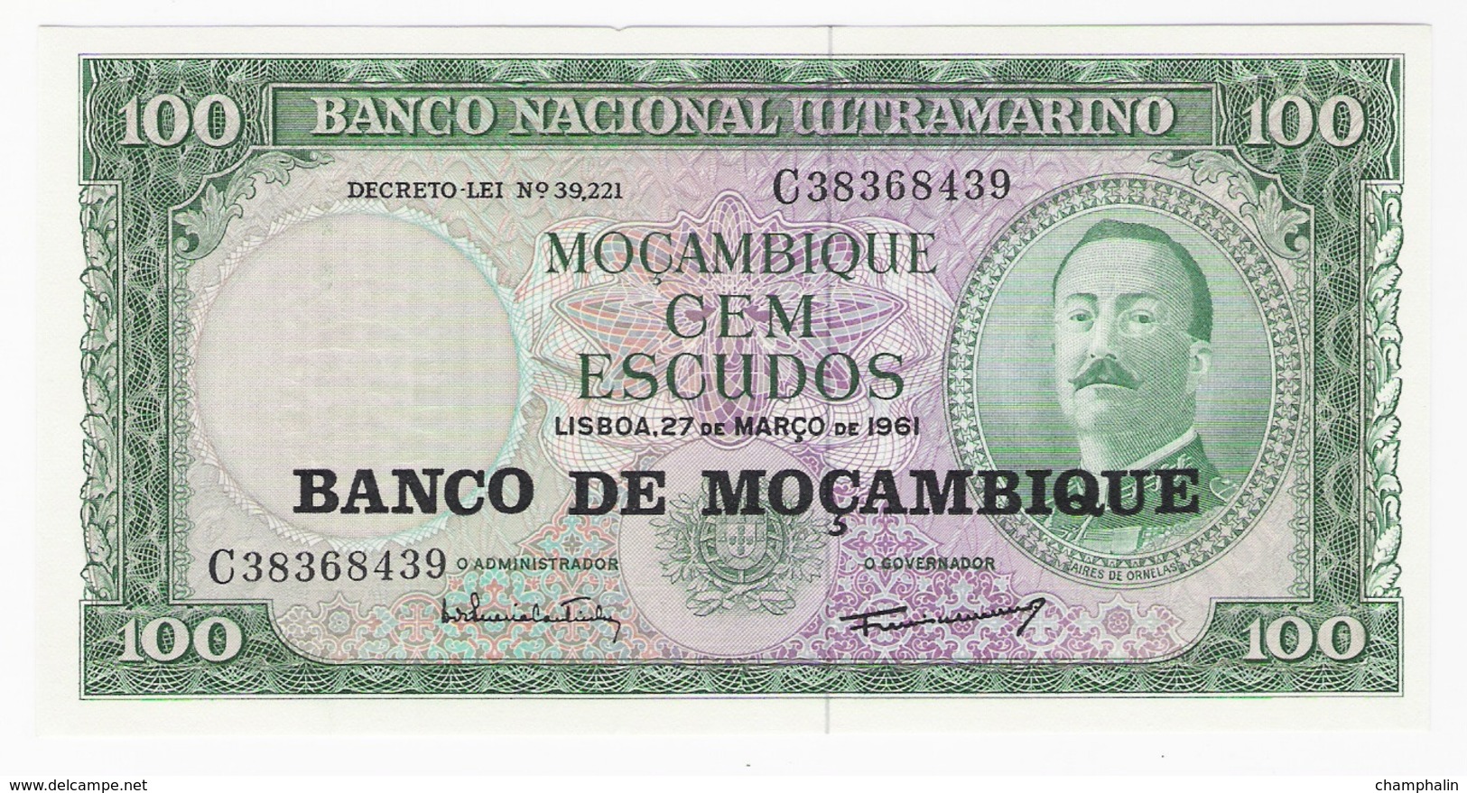 Mozambique - Billet De 100 Escudos - 27 Mars 1961 - Neuf - Aires De Ornelas - Mozambique