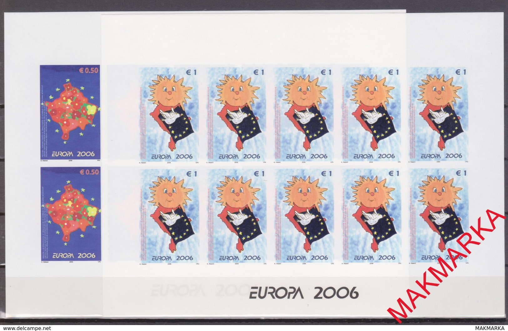 MAKMARKA KOSOVO 2006.05.09 М43U/4U=?ЕМ EUROPA-CEPT INTEGRATION 2 KLB. UNPERFORATED MNH (20-13) - 2006