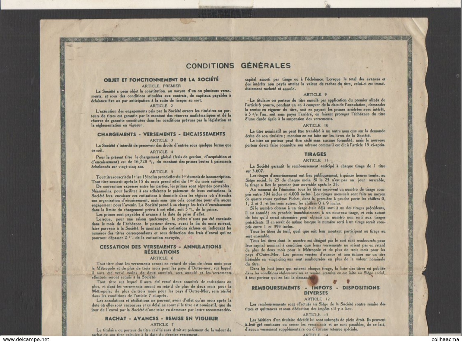 Action : Société  De Capitalisation " Caisse Familiale" Siège Social à Paris  Titre De 10.000 Francs 1938 + Courrier - Banca & Assicurazione