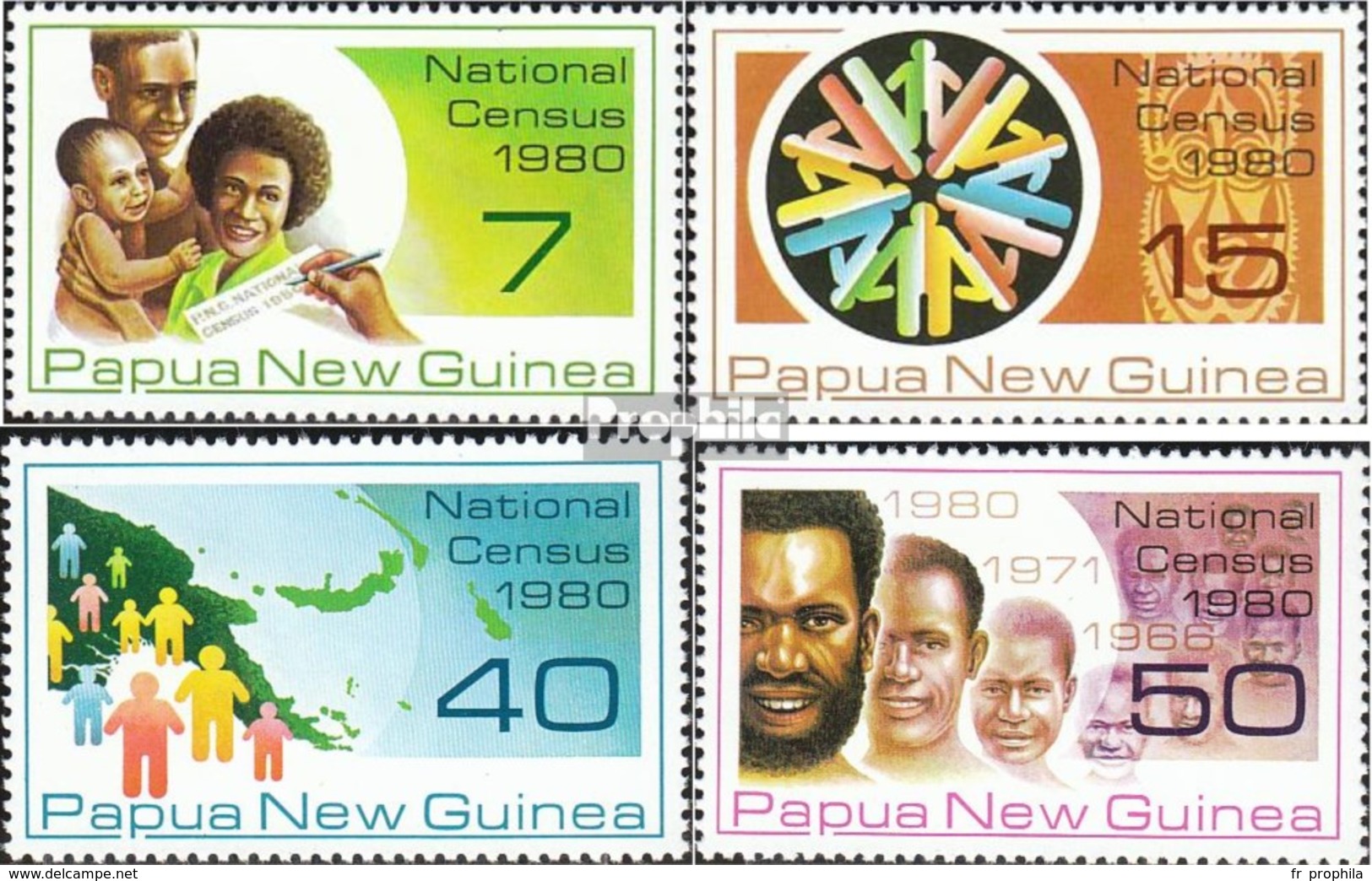 Papouasie-nouvelle-guinée 390-393 (complète.Edition.) Neuf Avec Gomme Originale 1980 Recensement De La Population - Papua Nuova Guinea