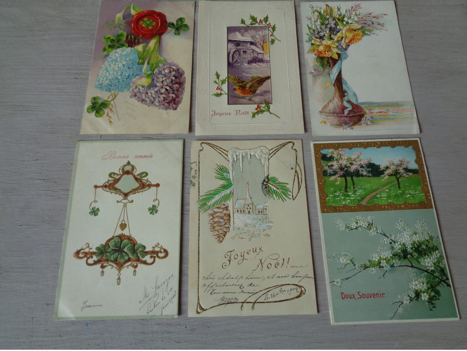 Beau lot de 60 cartes postales de fantaisie gaufrées  gaufrée       Mooi lot van 60 postkaarten van fantasie reliëf