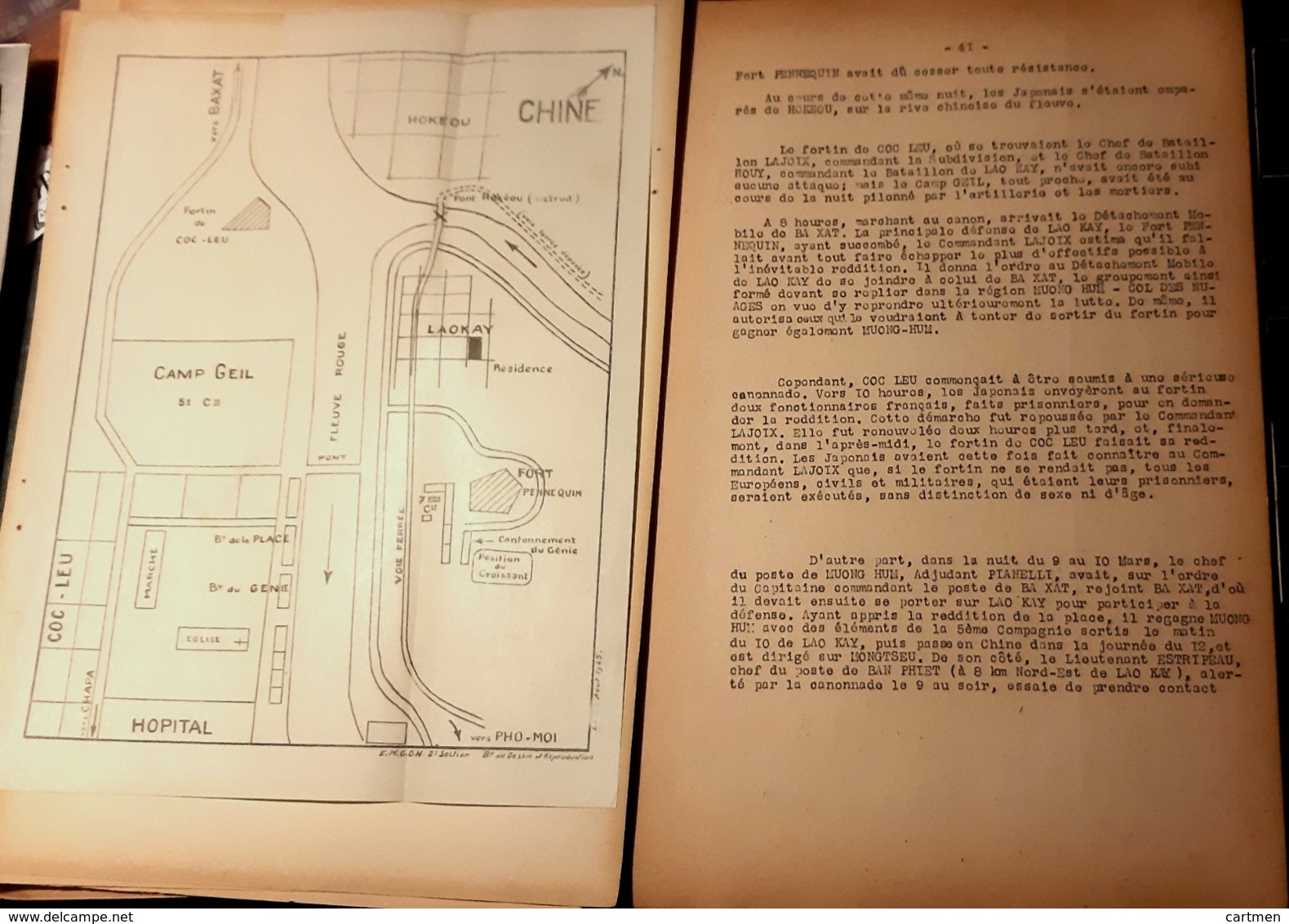 INDOCHINE CLASSE SECRET OPERATIONS MILITAIRES SUITE AGRESSION JAPONAISE 1945 TAPUSCRIT CONFIDENTIEL CARTES ET PLANS - Historische Dokumente