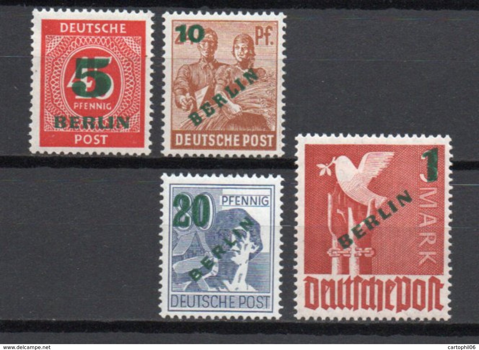 - ALLEMAGNE BERLIN Yvert & Tellier N° 47/50 Neufs * MH - Série Des Zones AAS SURCHARGE VERTE 1949 - Cote 85 EUR - - Nuovi