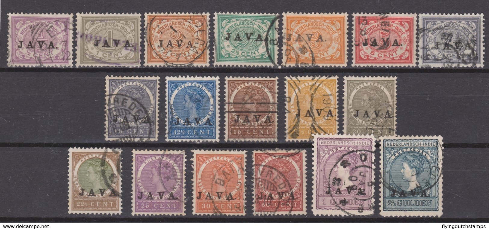 Nr 63-80 Used JAVA 1908 ; NETHERLANDS INDIES PER PIECE NEDERLANDS INDIE PER STUK - Nederlands-Indië