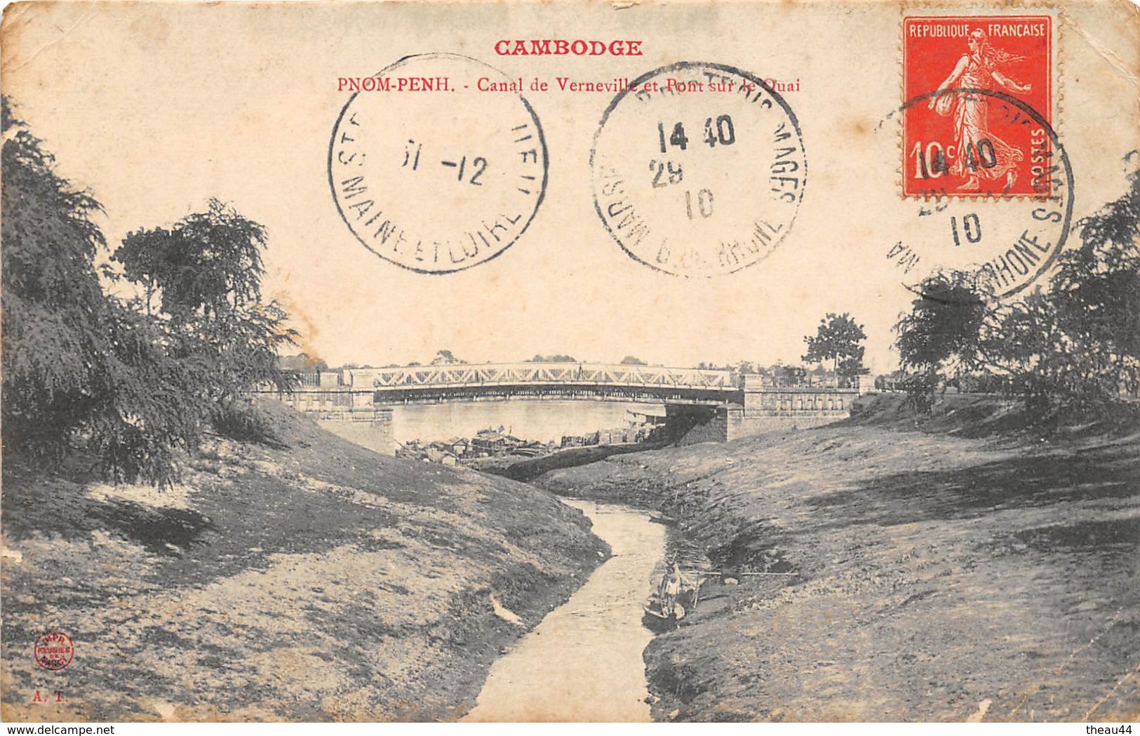 ¤¤   -  CAMBODGE  -  PNOM-PENH  -  Canal De Verneville Et Pont Sur Le Quai   -  ¤¤ - Cambodge