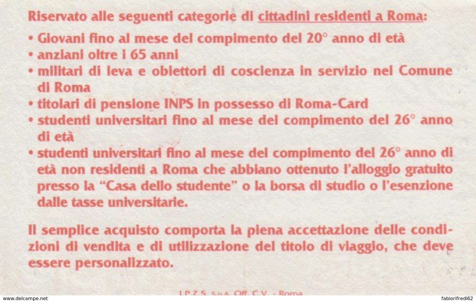 ABBONAMENTO ATAC ROMA GENNAIO 2004 (BK201 - Europe