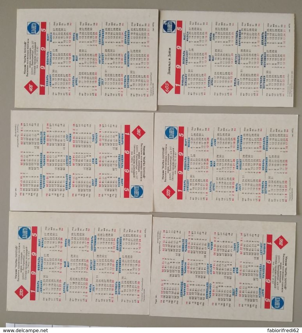 LOTTO 6 CALENDARIETTI  (BK461 - Formato Piccolo : 1991-00