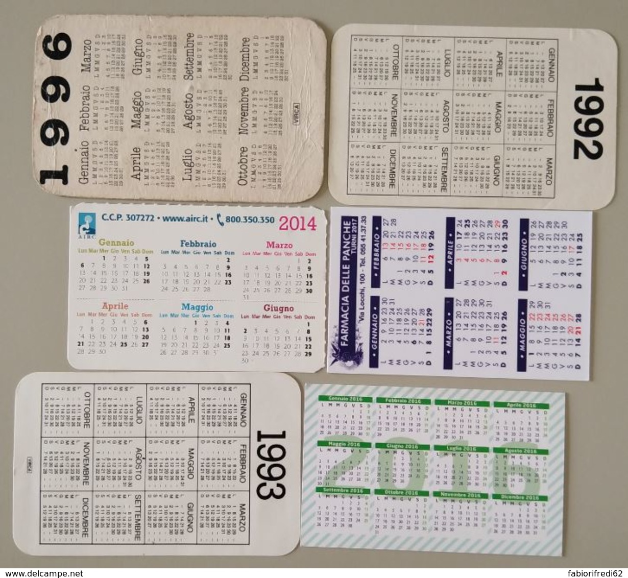 LOTTO 6 CALENDARIETTI  (BK477 - Tamaño Pequeño : 1991-00