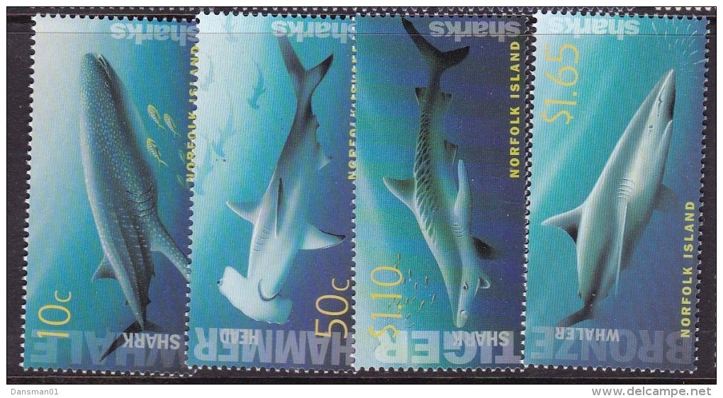 Norfolk Island 2004 Sharks Sc 809-12 Mint Never Hinged - Ile Norfolk