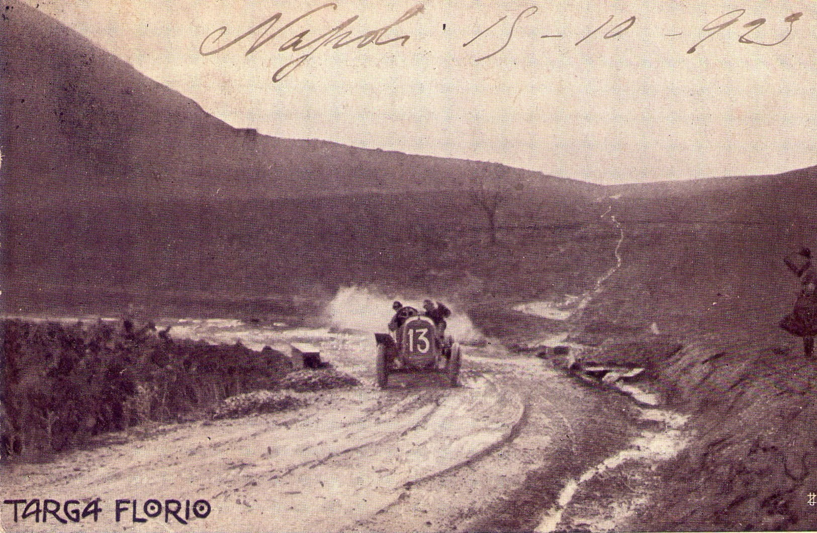 Palermo Targa Florio  Lopez  Aborda Una Curva A Tutta Velocità, Viaggiata 16 - 10 - 1923 - Palermo