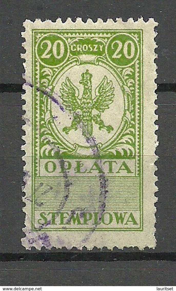 POLEN Poland O 1920 Tax Stempelmarke Revenue Oplata Stemplowa 20 Gr. O - Fiscales