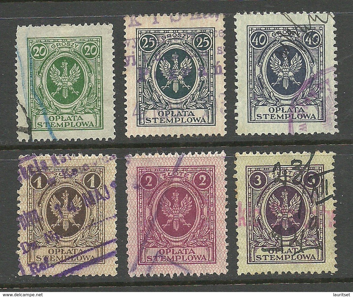 POLEN Poland Ca  1925 Tax Stempelmarken Revenue Oplata Stemplowa O - Fiscaux