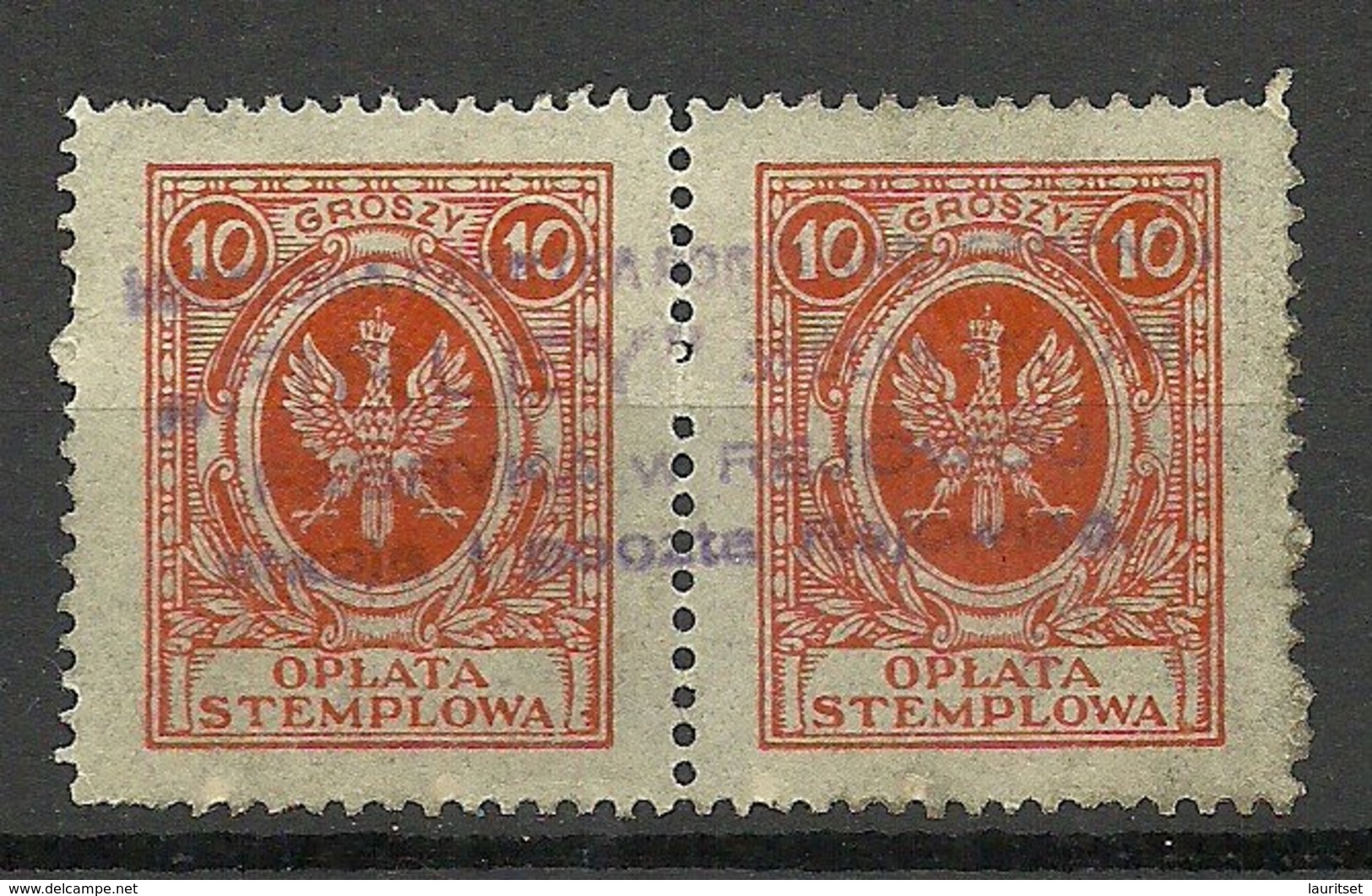 POLEN Poland Ca 1920 Tax Stempelmarken Revenue Oplata Stemplowa 20 Gr. As Pair O Nice Cancel - Fiscaux